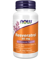 Ресвератрол (Now Foods, Resveratrol), 50 мг, 60 вегетаріанських капсул