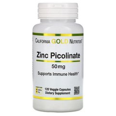 Цинк Піколінат (California Gold Nutrition, Zinc Picolinate), 50 мг, 120 капсул