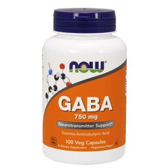 ГАМК, Гамма-аміномасляна кислота (Now Foods, GABA), 750 мг, 100 вегетаріанських капсул