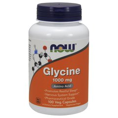 Глицин (Now Foods, Glycine), 1000 мг, 100 вегетарианских капсул