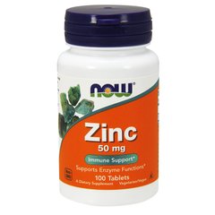 Цинк (Now Foods, Zinc), 50 мг, 100 таблеток