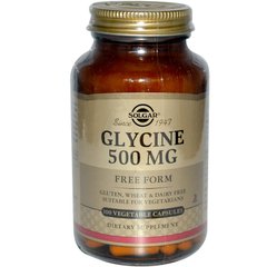 Гліцин (Solgar, Glycine), 500 мг, 100 вегетаріанських капсул