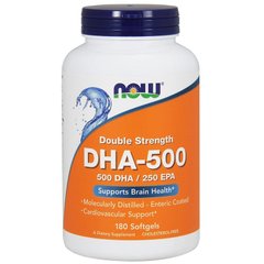 Омега-3 Риб'ячий жир, подвійна сила (Now Foods, DHA-500 / EPA-250, Double Strength), 180 м'яких капсул