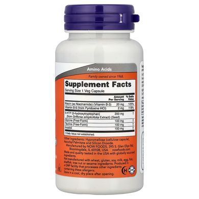 5-HTP, 5-Гідрокситриптофан (Now Foods, 5-HTP, Double Strength), 200 мг, 60 капсул
