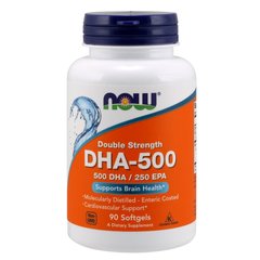 Омега-3 Риб'ячий жир, подвійна сила (Now Foods, DHA-500 / EPA-250, Double Strength), 90 м'яких капсул