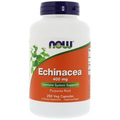 Эхинацея (Now Foods, Echinacea), 400 мг, 250 вегетарианских капсул