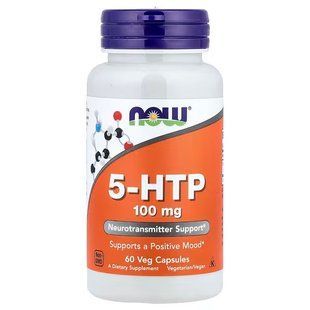 5-HTP, 5-Гідроксітриптофан (Now Foods, 5-HTP), 100 мг, 60 вегетаріанських капсул
