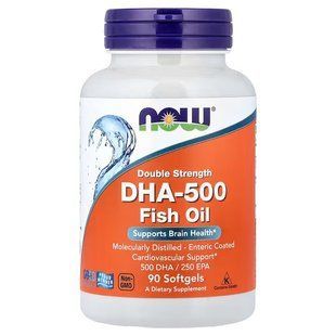 Омега-3 Риб'ячий жир, подвійна сила (Now Foods, DHA-500 / EPA-250, Double Strength), 90 м'яких капсул