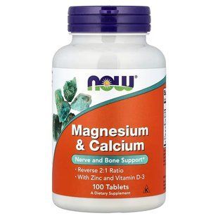Магній та кальцій, Now Foods, Magnesium & Calcium, 100 таблеток