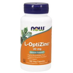 L-ОптіЦинк (Now Foods, L-OptiZinc), 30 мг, 100 вегетаріанських капсул