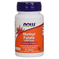 Метил Фолат (Now Foods, Methyl Folate), 1000 мкг, 90 таблеток