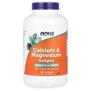 Кальцій і магній з вітаміном D і цинком (Now Foods, Calcium & Magnesium), 240 м'яких капсул