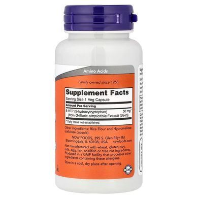 5-HTP, 5-Гидрокситриптофан (Now Foods, 5-HTP), 50 мг, 90 капсул