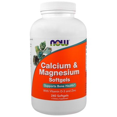 Кальцій і магній з вітаміном D і цинком (Now Foods, Calcium & Magnesium), 240 м'яких капсул