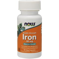 Железо (Now Foods, Iron), 36 мг, 90 вегетарианских капсул
