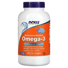 Омега-3 (Now Foods, Omega-3), 200 м'яких капсул із риб’ячого желатину