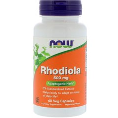 Родиола (Now Foods, Rhodiola), 500 мг, 60 вегетарианских капсул