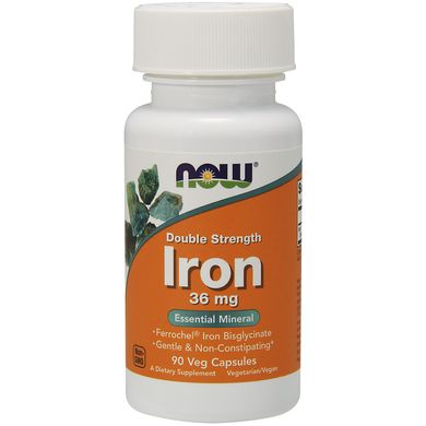 Залізо (Now Foods, Iron), 36 мг, 90 вегетаріанських капсул