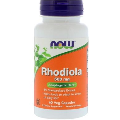 Родіола (Now Foods, Rhodiola), 500 мг, 60 вегетаріанських капсул