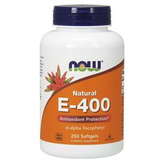 Вітамін Е-400, d-альфа токоферол (Now Foods, E-400, d-alpha Tocopheryl), 250 м'яких капсул