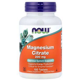 Магнію Цитрат (Now Foods, Magnesium Citrate), 200 мг, 100 таблеток