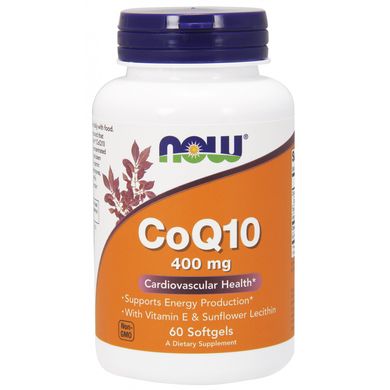 Коэнзим Q10 (Now Foods, CoQ10), 400 мг, 60 мягких капсул