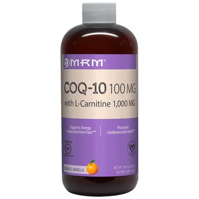 Коэнзим Q10 100 мг с L-карнитином 1000 мг, апельсин-ваниль (MRM, COQ-10 with L-Carnitine, Orange-Vanilla) 480 мл