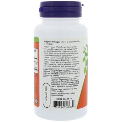 Пассифлора (Now Foods, Passion Flower), 350 мг, 90 вегетарианских капсул
