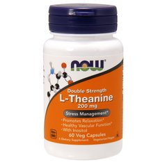 L-Теанін, (Now Foods, L-Theanine), 200 мг, 60 вегетаріанських капсул