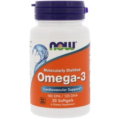 Омега-3 (Now Foods, Omega-3), 30 м'яких капсул