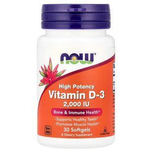 Вітамін D-3 (Now Foods, Vitamin D-3), 2000 МО, 30 м'яких капсул