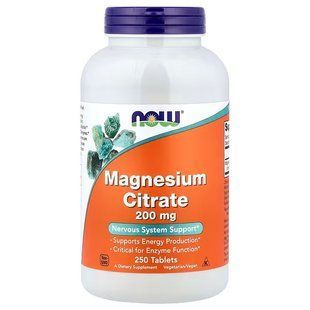 Магнію Цитрат (Now Foods, Magnesium Citrate), 200 мг, 250 таблеток