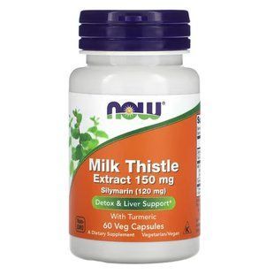 Силімарин (Now Foods, Milk Thistle Extract with Turmeric), 150 мг, 60 вегетаріанських капсул