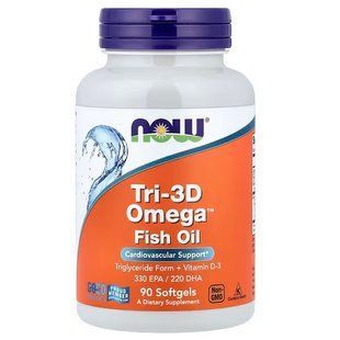 Омега-3 з Вітаміном Д-3 (Now Foods, Tri-3D Omega), Now Foods, 90 м'яких капсул