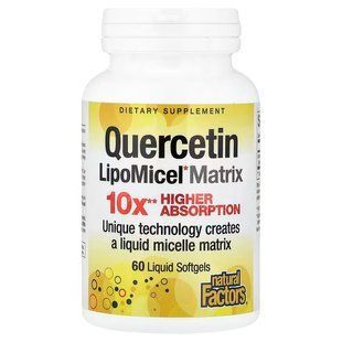 Кверцетин Ліпосомальний (Natural Factors, Quercetin LipoMicel Matrix), 60 м'яких рідких капсул