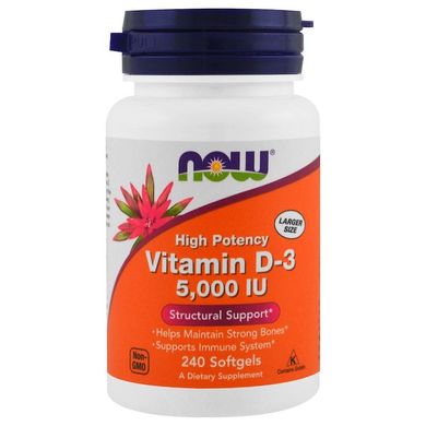 Вітамін D-3 (Now Foods, Vitamin D-3), 5000 МО, 240 м'яких капсул
