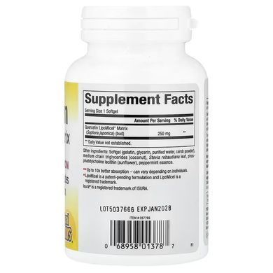 Кверцетин Ліпосомальний (Natural Factors, Quercetin LipoMicel Matrix), 60 м'яких рідких капсул