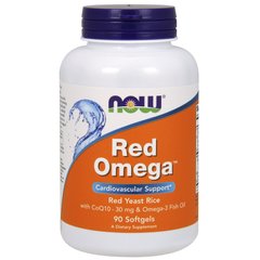 Червоний дріжджовий рис з Омега-3 і CoQ10 (Now Foods, Red Omega, Red Yeast Rice With CoQ10), 90 м'яких капсул