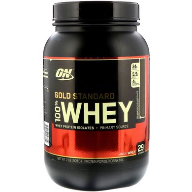 Сывороточный протеин Gold Standard 100% Whey, двойной шоколад, 909 г
