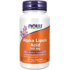 Альфа Липоевая Кислота (Now Foods, Alpha Lipoic Acid), 100 мг, 60 вегетарианских капсул