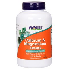 Кальций и магний с витамином D и цинком (Now Foods, Calcium & Magnesium), 120 мягких капсул