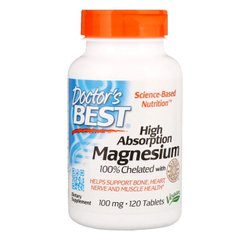 Магній Хелат 100% (Doctor's Best, Magnesium Chelated 100%), 100 мг, 120 таблеток