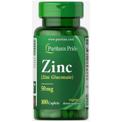 Цинк глюконат, Puritan's Pride, Zinc Gluconate, 50 мг, 100 вегетарианских таблеток