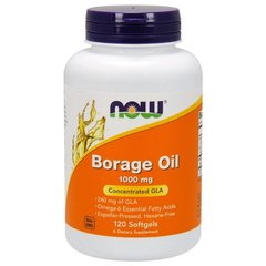 Масло огуречника (Now Foods, Borage Oil), 1000 мг, 120 мягких капсул