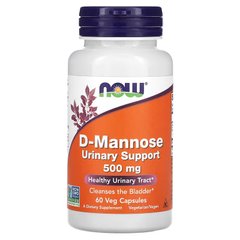 D-маноза (Now Foods, D-Mannose), 500 мг, 60 вегетаріанських капсул