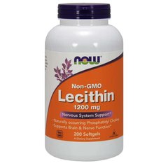 Лецитин (Now Foods, Lecithin), 1200 мг, 200 мягких капсул