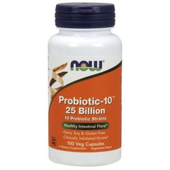 Пробиотик-10 (Now Foods, Probiotic-10, 25 Billion), 100 вегетарианских капсул