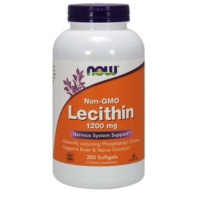 Лецитин (Now Foods, Lecithin), 1200 мг, 200 м'яких капсул