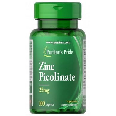 Цинк Пиколинат, Puritan's Pride, Zinc Picolinate, 25 мг, 100 вегетарианских таблеток