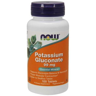 Калію глюконат (Now Foods, Potassium Gluconate), 99 мг, 100 таблеток